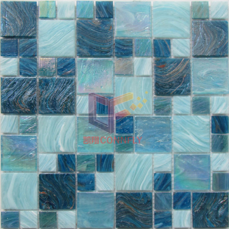 Lake Blue Iridescent Color Glass Swimming Pool Mosaic (CSJ120)