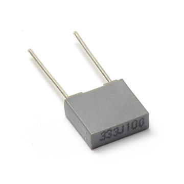 Mini Yellow and Gray Box 5mm Metallized Polyester Film Capacitor Tmcf07