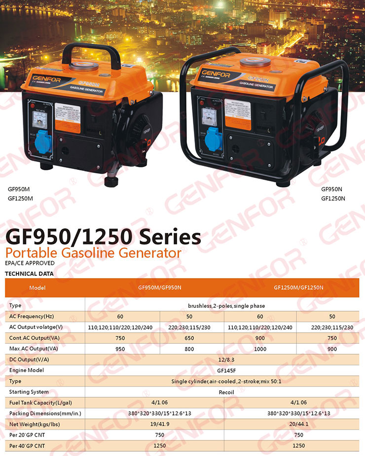 Air Cooled 650W Gasoline Generator Mini gasoline Generator for Home Use