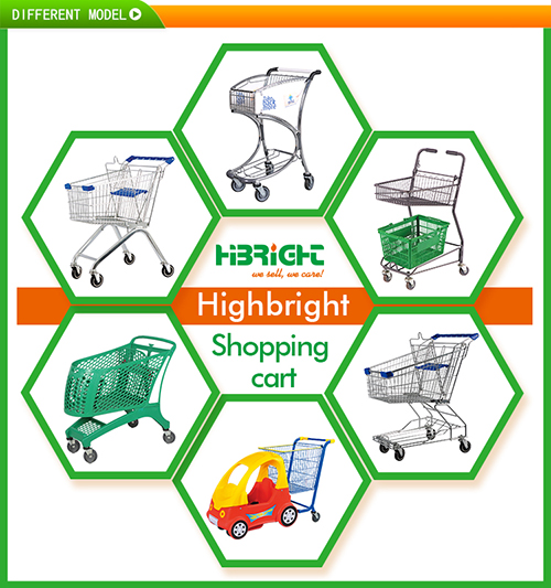 Plastic Sprayed Metal Supermarket Hand Cart Shopping Trolleys