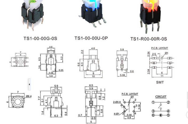 6*6mm Straight Pin Switch with Light Touch Switch (FBELE)