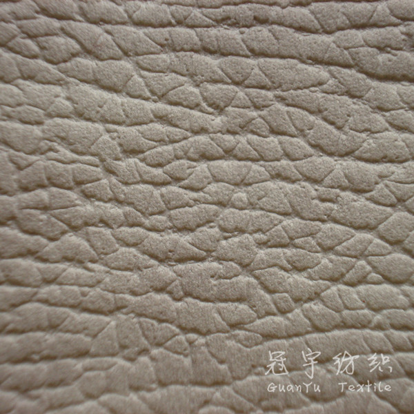 Embossed Leather Polyester Fabric with Fleece Backside