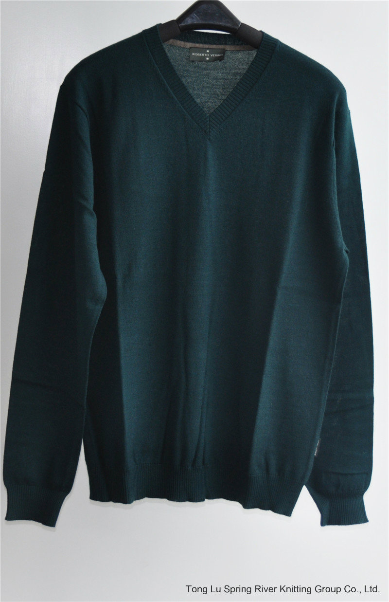 100% Wool V-Neck Kint Pullover Man Sweater