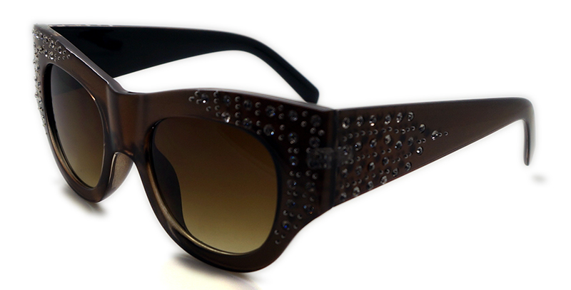 Plastic Ladies Special Shaped Sunglasses with Rhinestone (WSP508363)