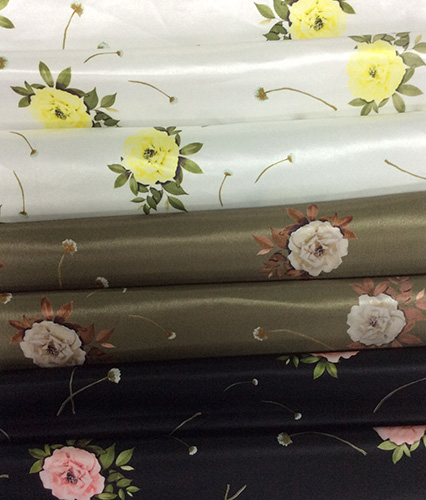 Flower Design Printed Satin Garment Fabric, Home Textiles Fabric