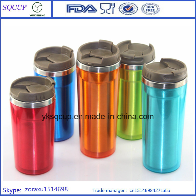 Wholesale Inner Stainless Steel Outer Plastic with Lid Travel Mug and Promotion Coffee Tumblers