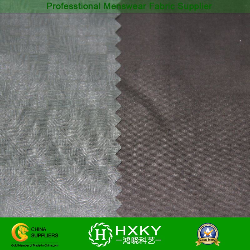 Gradient Checks Embossed Polyester Taffeta Fabric for Men's Jacket