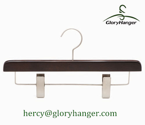 Walnut Wooden Pants Hanger, High Quality Trouser Hanger with Metal Clips