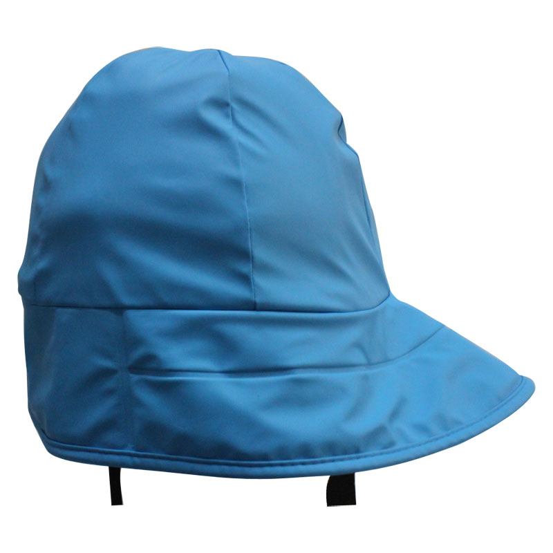 Sky Blue PU Waterproof Raincoat/ Rain Cap/Hat for Adult