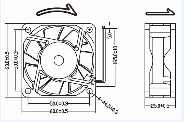 Super Quiet High Velocity Mini DC Fan 6025 60mm 60X60X25mm