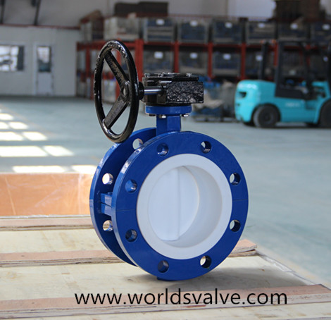 PFA Full Lining Double Flanged Butterfly Valve with Ce ISO Approved (D41F-10/16)