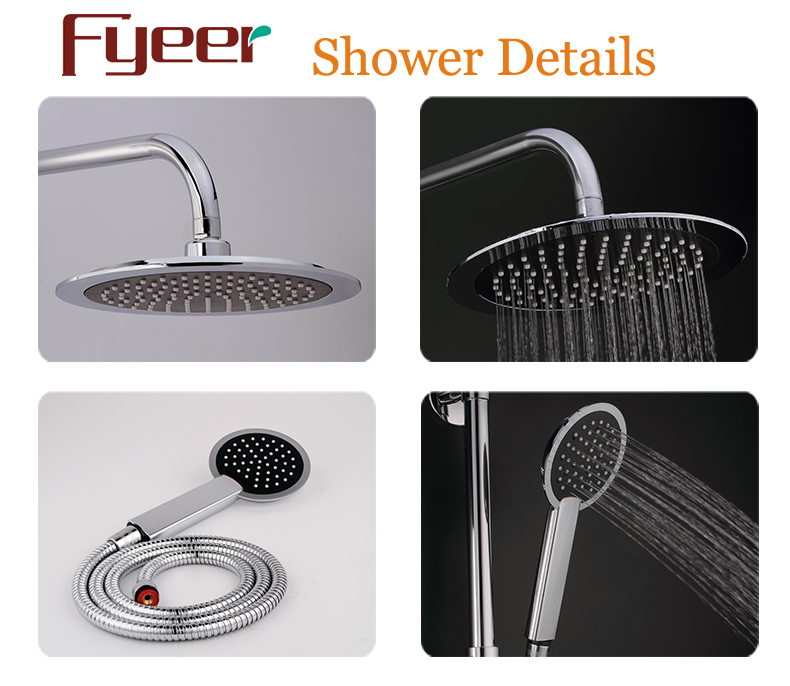 Brass Chrome Plated 8 Inch Shower Head Exposed Shower Set