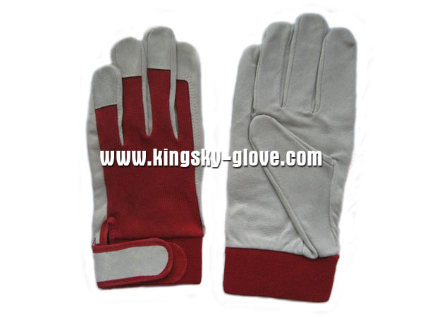 Cow Grain Palm Spandex Back Mechanic Work Glove