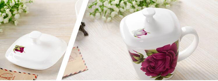 Porcelain Tea Cup with Flower Printing for Gifts