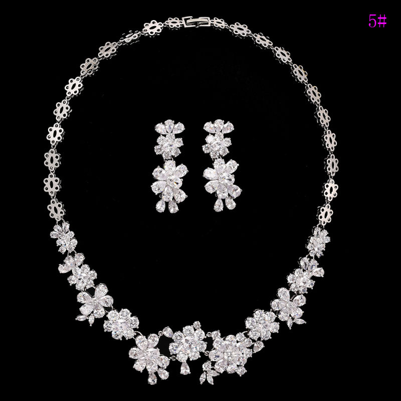 Fashion Luxury Rhodium CZ Diamond Jewelry Set for Wedding (set-19)