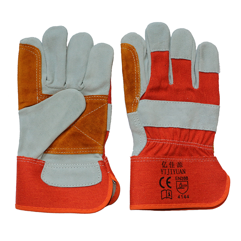 Cow Split Leather Working Safety Hand Gloves Reinforcement The Palm