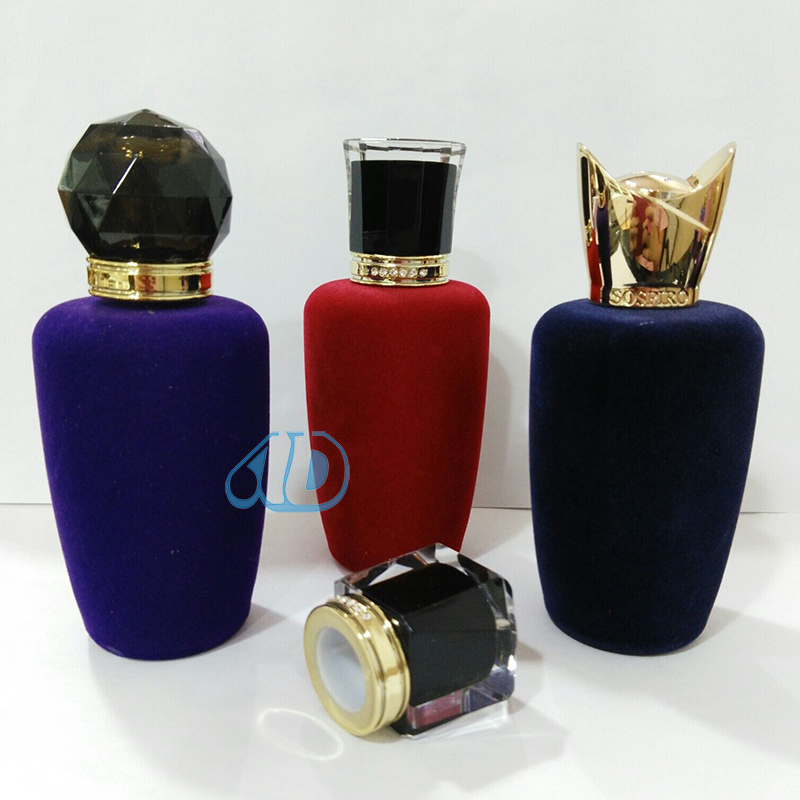 Ad-P266 Glass Perfume Velveting Bottle Acrylic Lid