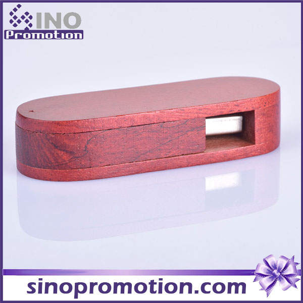 Custom Creative Mahogany Wood Rotate USB Flash Drive