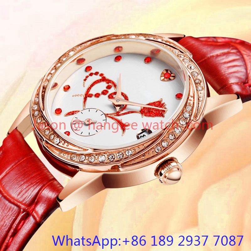 Top-Quality Alloy Luxury Watch, Genuine Leather Band (HLJA-15061)