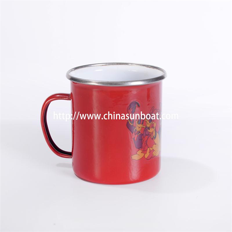 New Design Sunboat Enamel Mug High Quality Printed Kitchenware