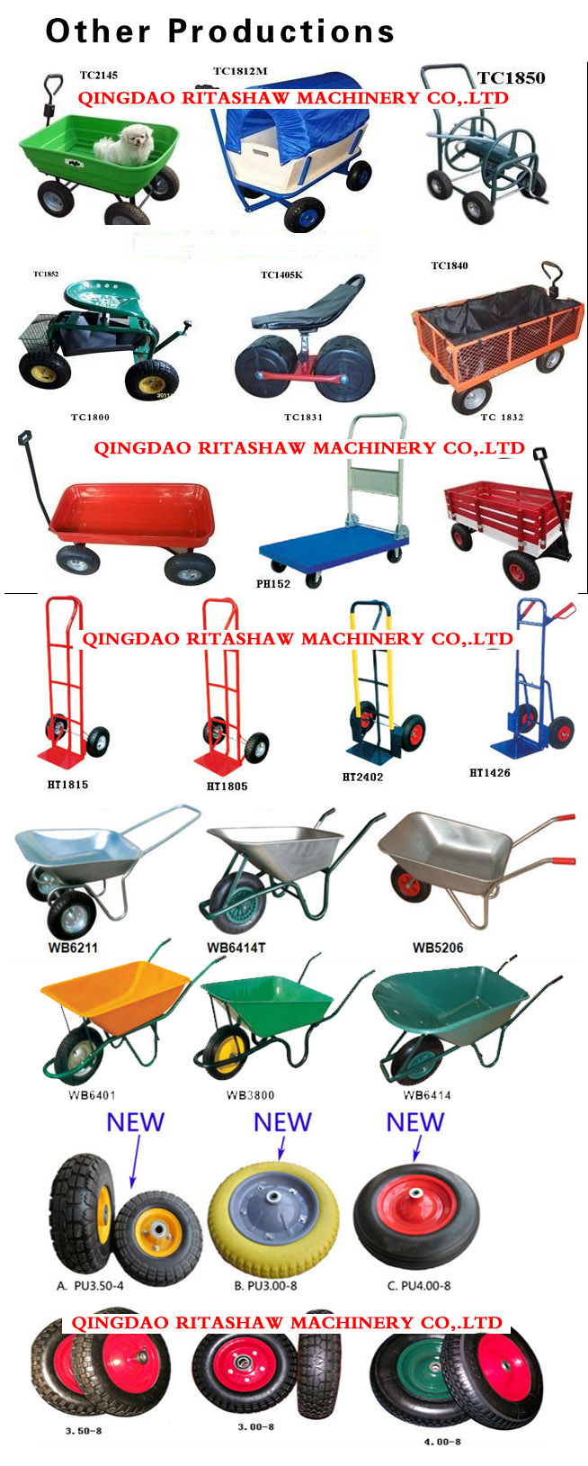 China Manufacturer Steel Tray Transport Sack Yard Wheelbarrows Wb5206