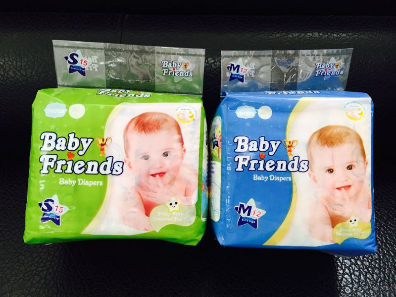 Factory Brand Baby Friends PE Film PP Tape Disposable Baby Diaper Nappy