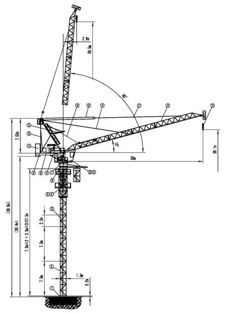 Qtd3020 Luffing Tower Crane Top Slewing Cranes