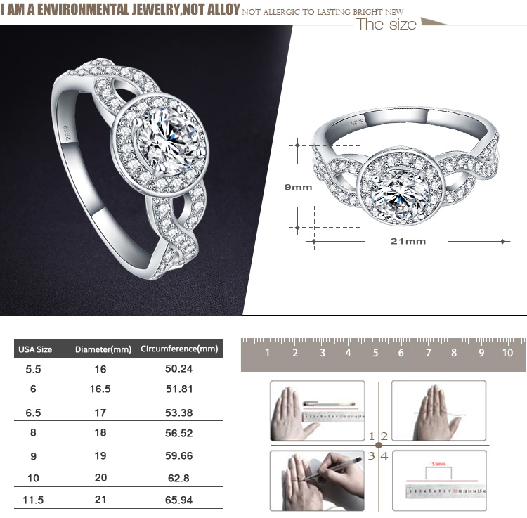 Value 925 Sterling Silver Wedding Ring Designs (SRI0006-B)