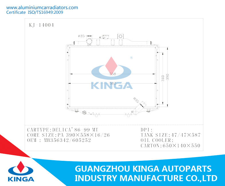 Car Auto Parts Aluminum Radiator for OEM MB356342/605252