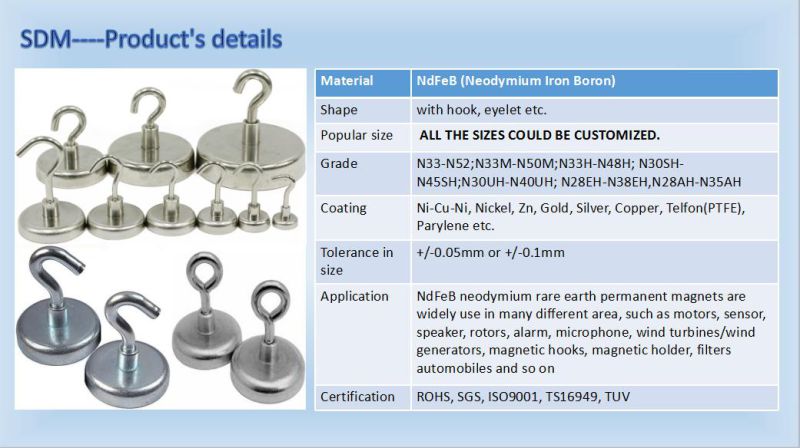 10 Years Experience ISO/Ts16949 Certificated Magnet Hook Eyelet