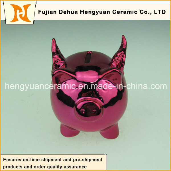 Lovely Pink Ceramic Pig Piggy Bank for Home Decoration