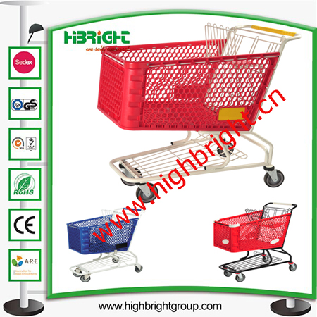 All Plastic Shopping Trolley Cart with Plastic Handle and Feet