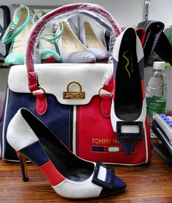 Stitching Color High Heels with Handbags (G-6)