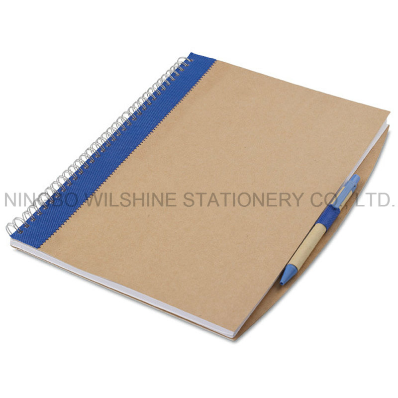 A4 Size Custom Kraft Paper Cover Spiral Notebook for Wholesale (SNB103)