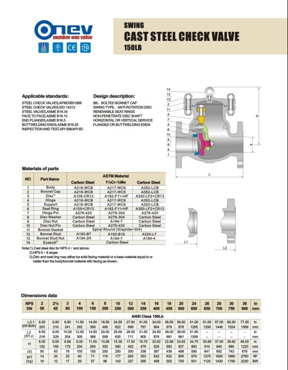 Bs1868 Duplex Steel Cryogenic Check Valve (NH44H)