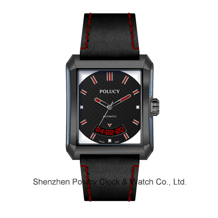 Men's Skeleton Automatic Mechanical Leather Wrist Watches for Men