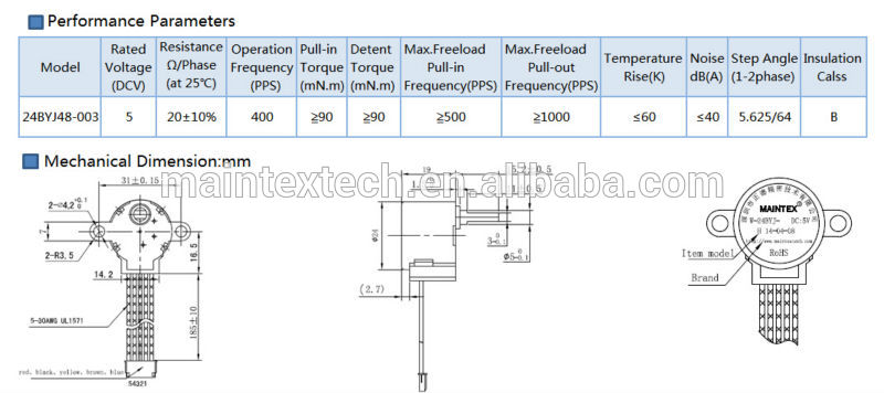 5V Permanent Magnet Type Stepper Motor for Air Purifier