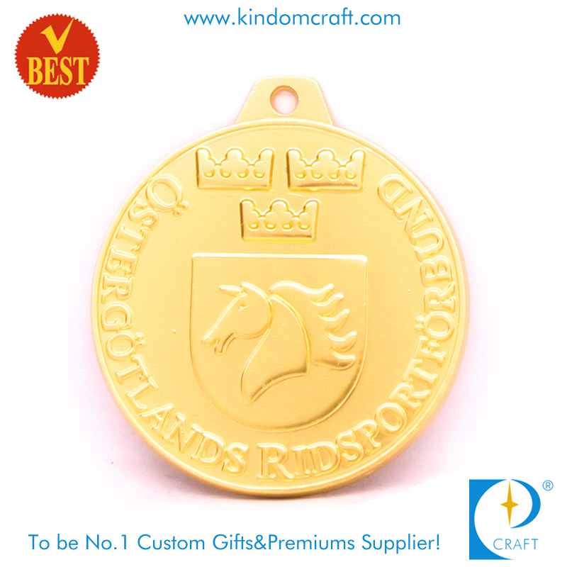 High Quality Customized Gold Plated Horse Head Logo 3D Souvenir Medal in Zinc Alloy