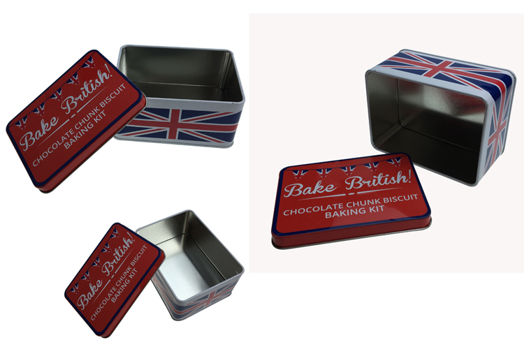 England Flag Print Metal Gift Tin Container for Food Packaging Box