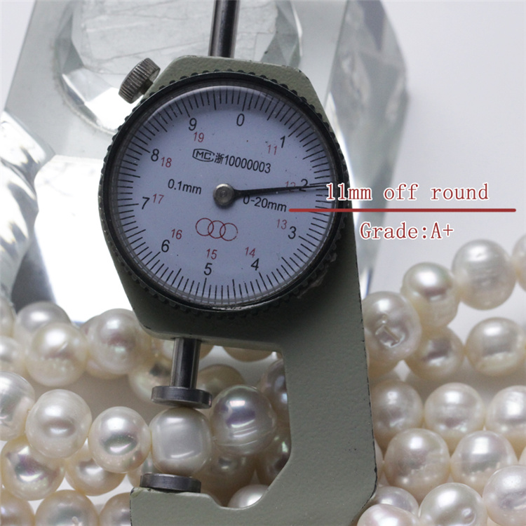 11-12mm Large Hot Sale Natural Real Freshwater Pearl Necklace Strand