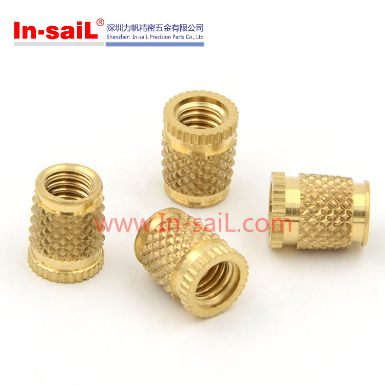 China Fastener Manufacturer in-Sail Brass Short Outer- Diamond Knurled Insert for Plastics