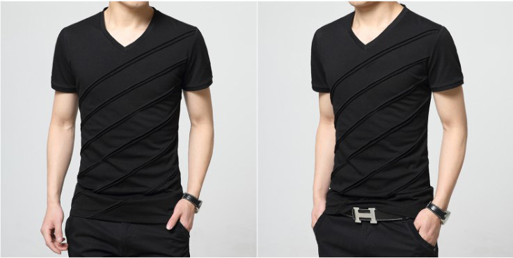 Custom Wholesale Plain V Neck Fashion Cotton Men T Shirt