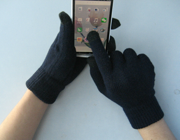 10g Polyester Liner Five Finger Black Touch Screen Glove-T5102