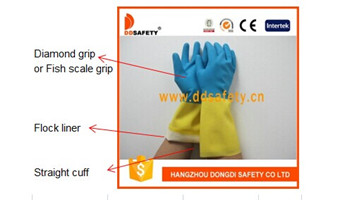 Bicolor Latex Household Working Gloves DHL214