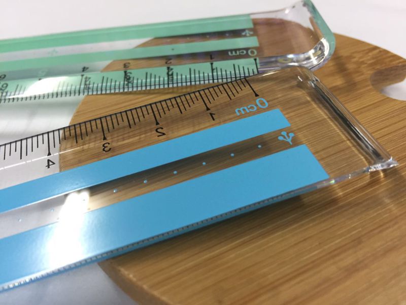 UV Paint PS Plastic Ruler with Handle for Office Stationery