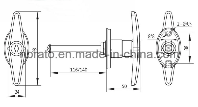 Black Cabinet T Handle Lock