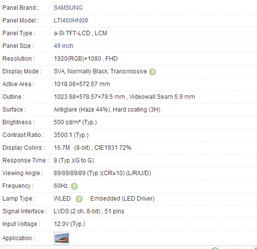 LCD Panel Lti460hn09