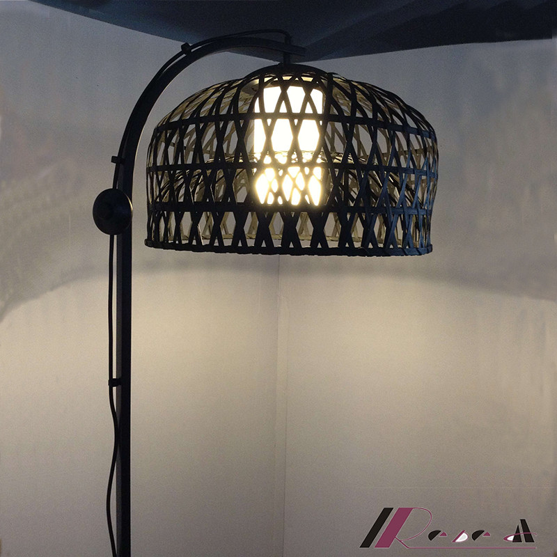 Chinese Style Bamboo Rattan Floor Light for Hotel Project