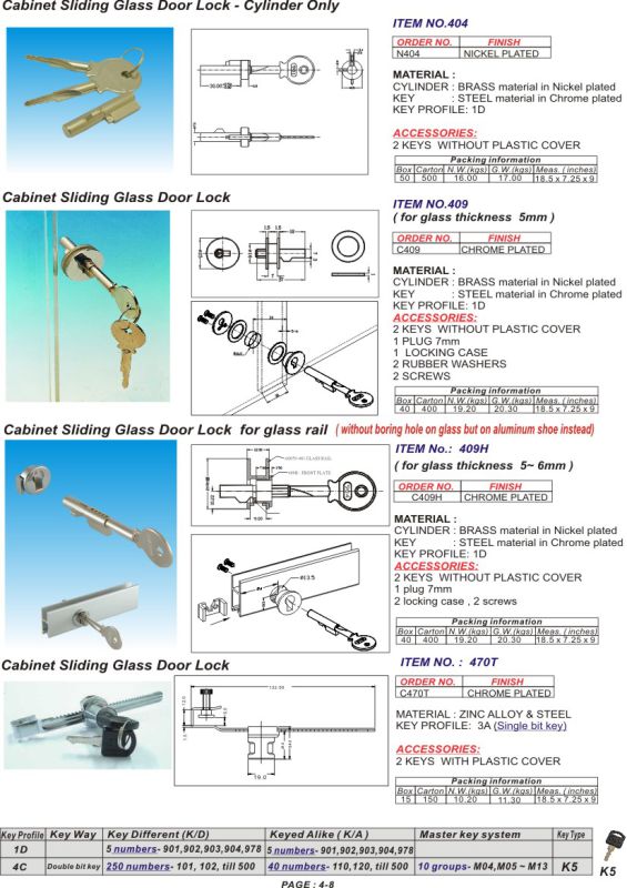 Glass Door Lock, Brass Door Lock, Glass Door Plug-in Cylinder Locks, Door Lock Al-C001