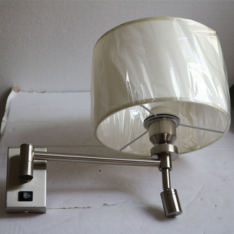 European Hotel Decorative Brushed Brass Bedside Wall Lamp